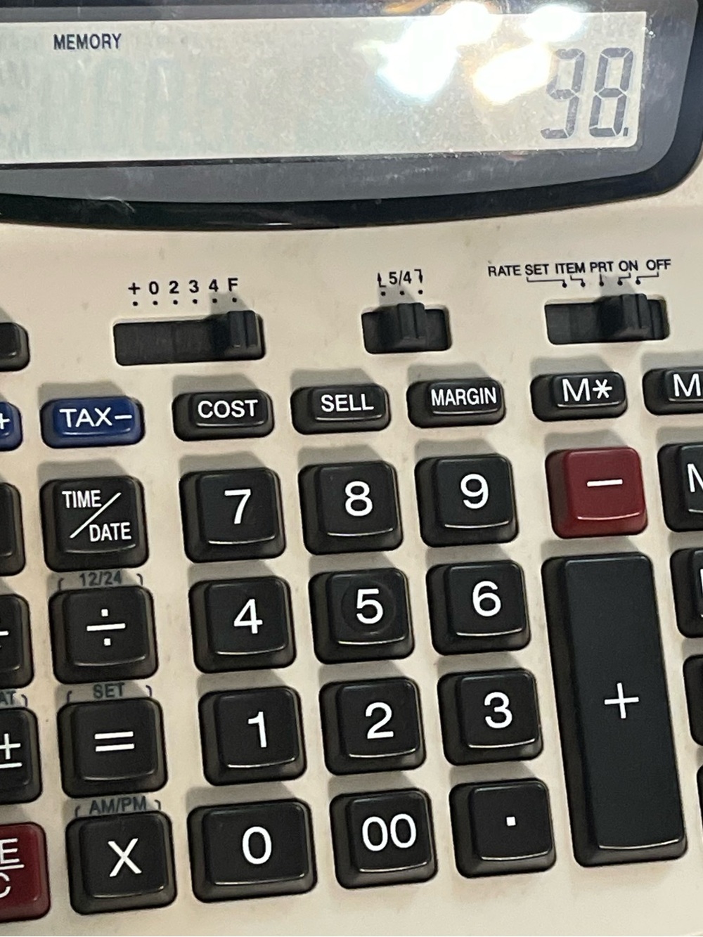 Professional Desktop Calculator in Beige and Black - Advanced Business Functions